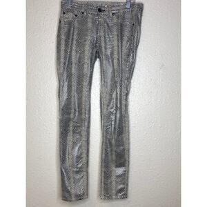 Rag & Bone Mid rise Metal Zebra Print Legging Jeans Size 26 metallic silver